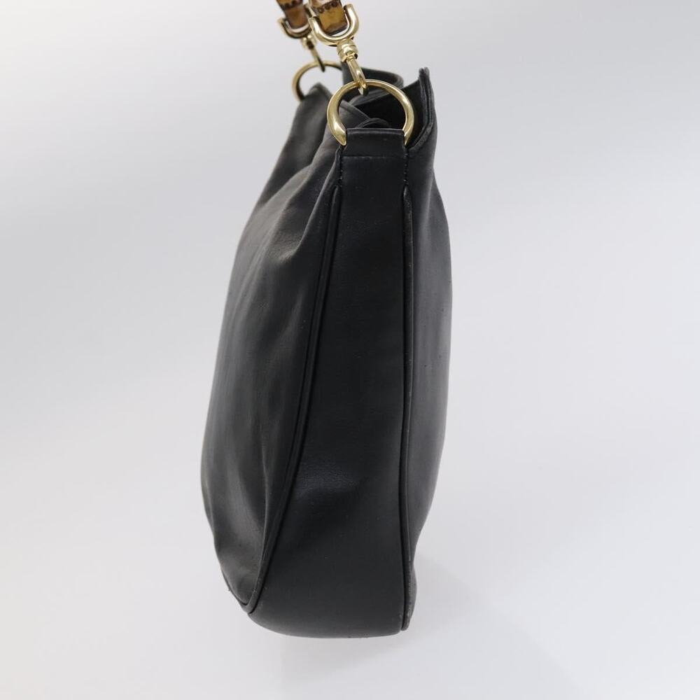 GUCCI Bamboo Hand Bag Leather Black Gold 001 2113 001 2113 - Picture 4 of 16